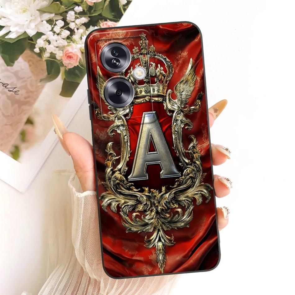 For OPPO A79 5G Feather Crown Initial Letter Phone Case For Oppo A79 CPH2553 CPH2557 Soft Silicone Covers Bumpers