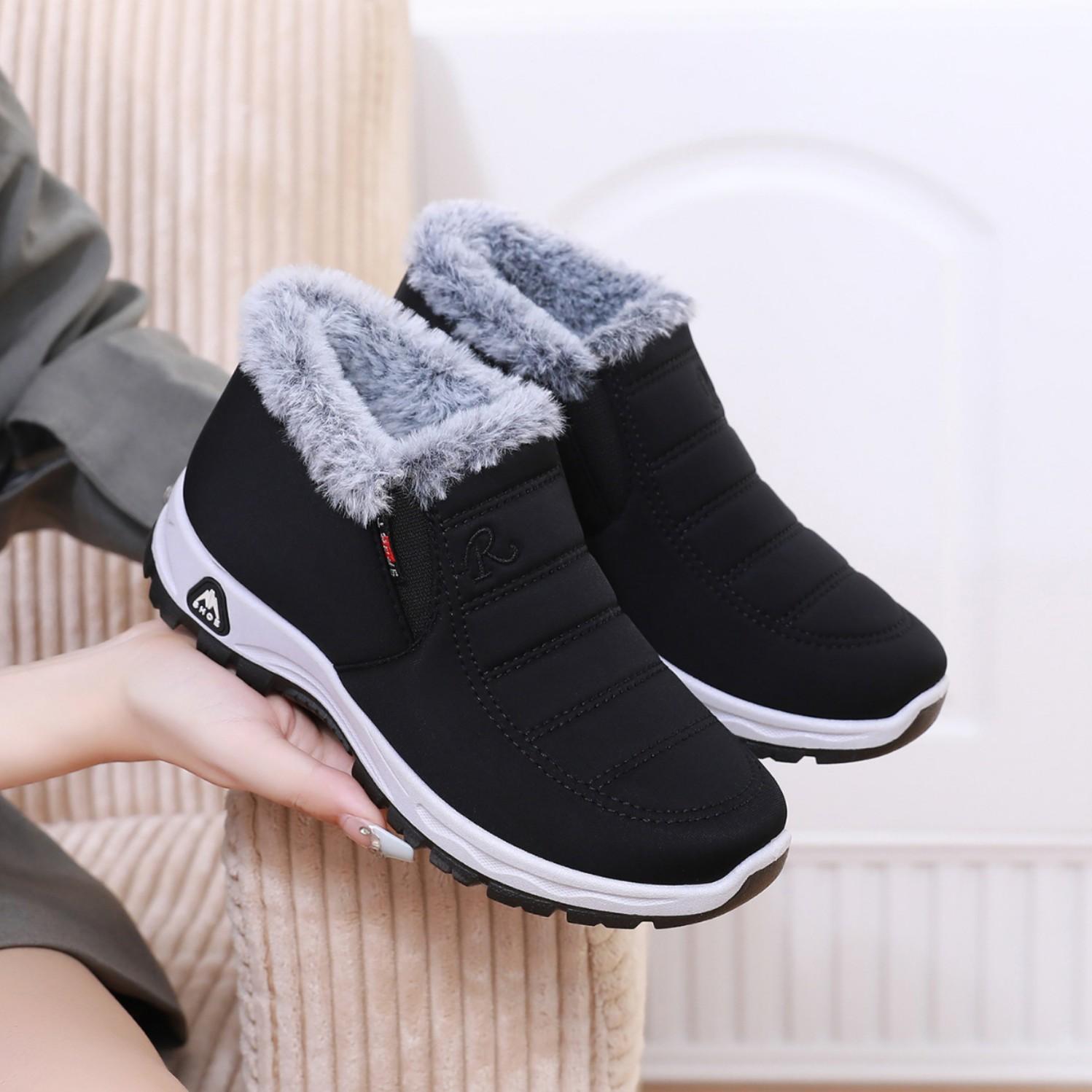 

Winter new old Beijing cotton shoes women s sports and leisure velvet thickened warm snow boots women s 42 large size 35 чёрный
