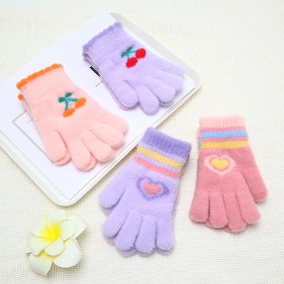 Mädchen Winter Kirschherz Handschuhe - Niedliche, warme, kältefeste Fünffingerhandschuhe für Kinder.