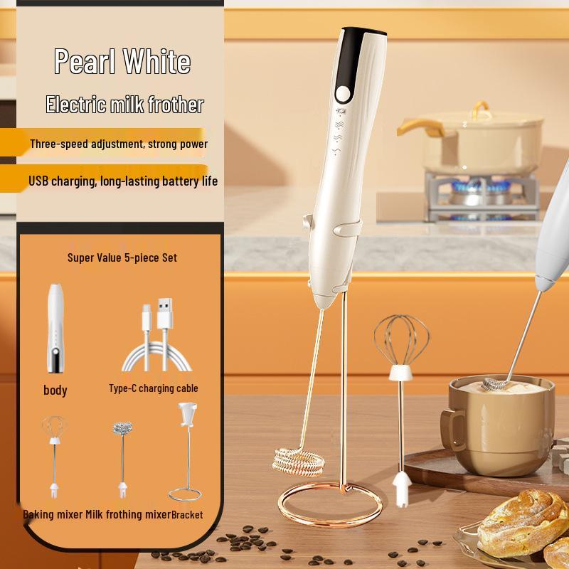 Stylish Electric Handheld Milk Frother & Mixer for Coffee and Eggs