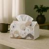 2D Flat,1pc 2D Flat Printing Tissue Box Holder with Boho Minimalist Modern Design-Botanical Flower Line Art Beige, Durable, Ideal for Kitchen, Living 