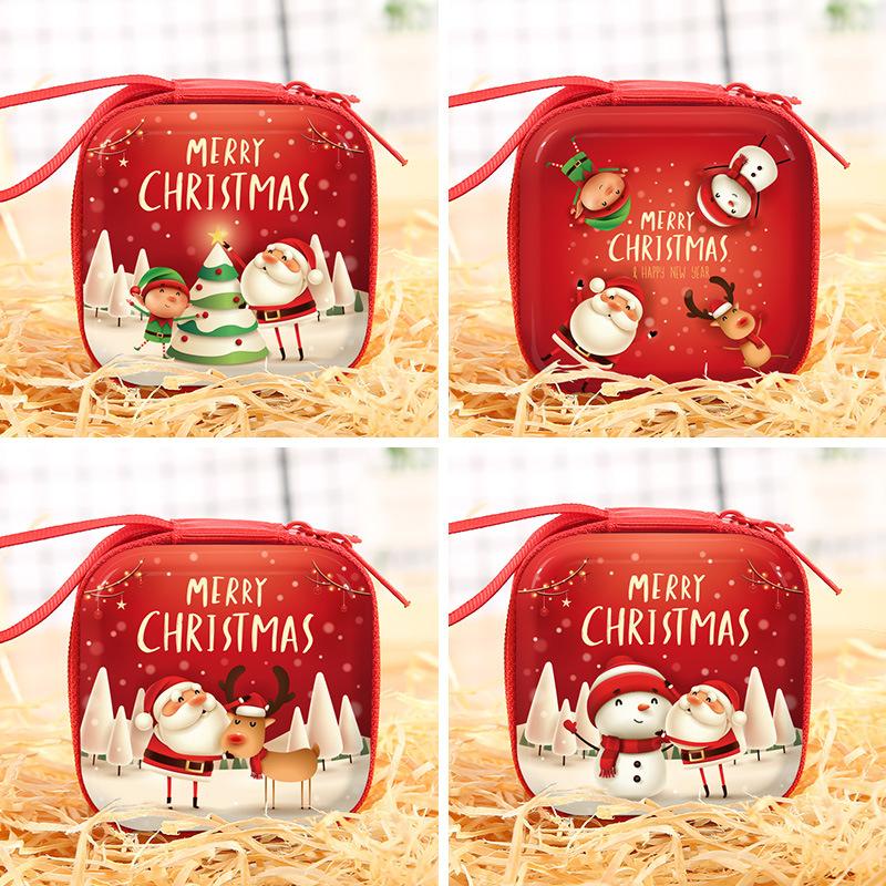 Christmas Decor Gift Zipper Wallet Children's Coin Purse Cute Santa Cartoon Holiday Gift Bags For Guests Wedding Birthday Party
