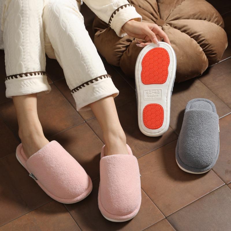 New Cotton Slippers Women's Winter Couple Indoor Floor Home Home Home Non-slip Warm Fluffy Slippers Men