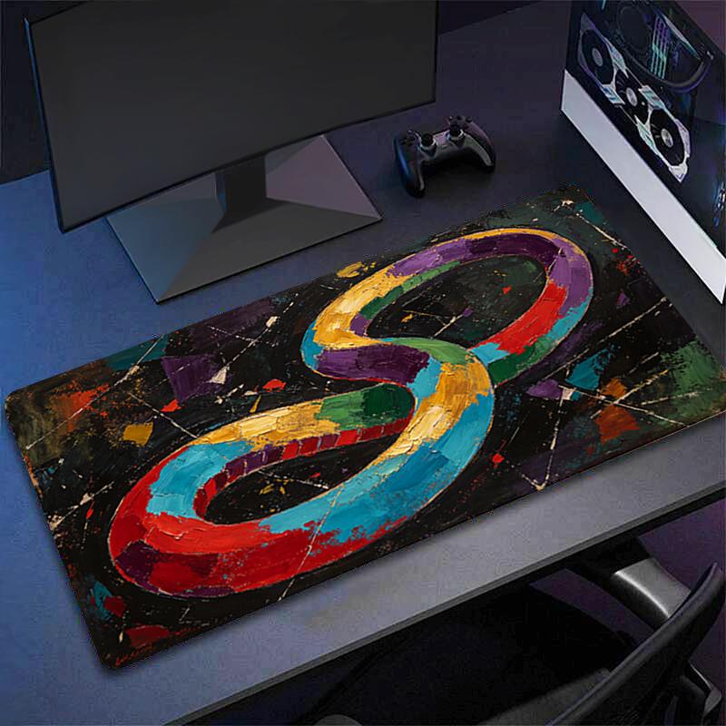 Large Esports Mouse Pad Smooth Abstract Oil Painting Flexible Rubber Gamer Pc Computer Keyboard For Cs Kawaii Mosuepad