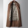 100% Wool Men's Coat Autumn and Winter Knee Long Double-breasted Goose Down Liner Casual Warm Double-sided Woolen Coat