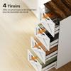 Office Filing Cabinet, 4 Drawers, Hanging File Holders for A4, Rustic, 40 x 40 x 131 cm, White