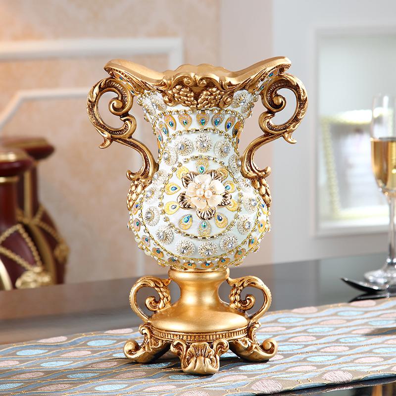 European Retro Resin Double Ear Vase, Three-dimensional Dried Flower Arrangement, Living Room, Office Decoration, Home Decor