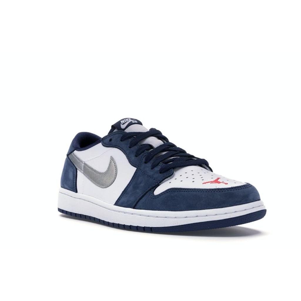Eric Koston X Air Jordan 1 Low SB Midnight Navy Men Sneakers Blue White-Ember-Glow-Metallic-Silver CJ7891-400