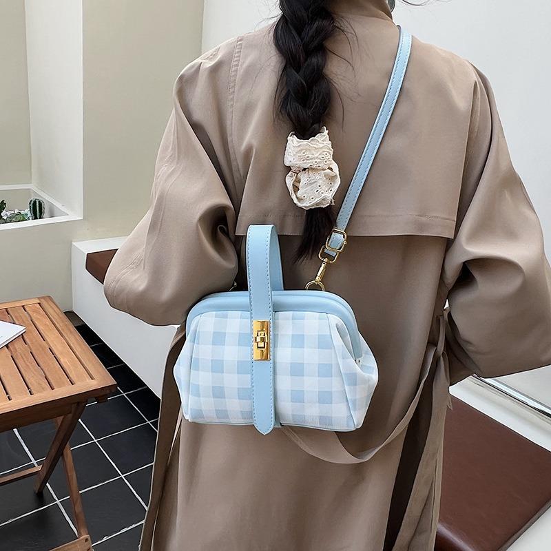 Urban simple contrasting color clip bag plaid fashion arm bag new trendy texture shoulder messenger bag