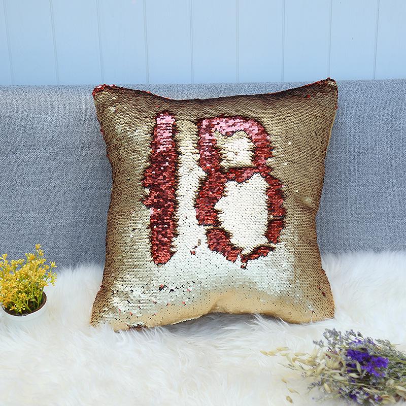 Sequined Pillowcase Contrasting Color Digital Series Cushion Cover Car Sofa Bedside Cushion Cover