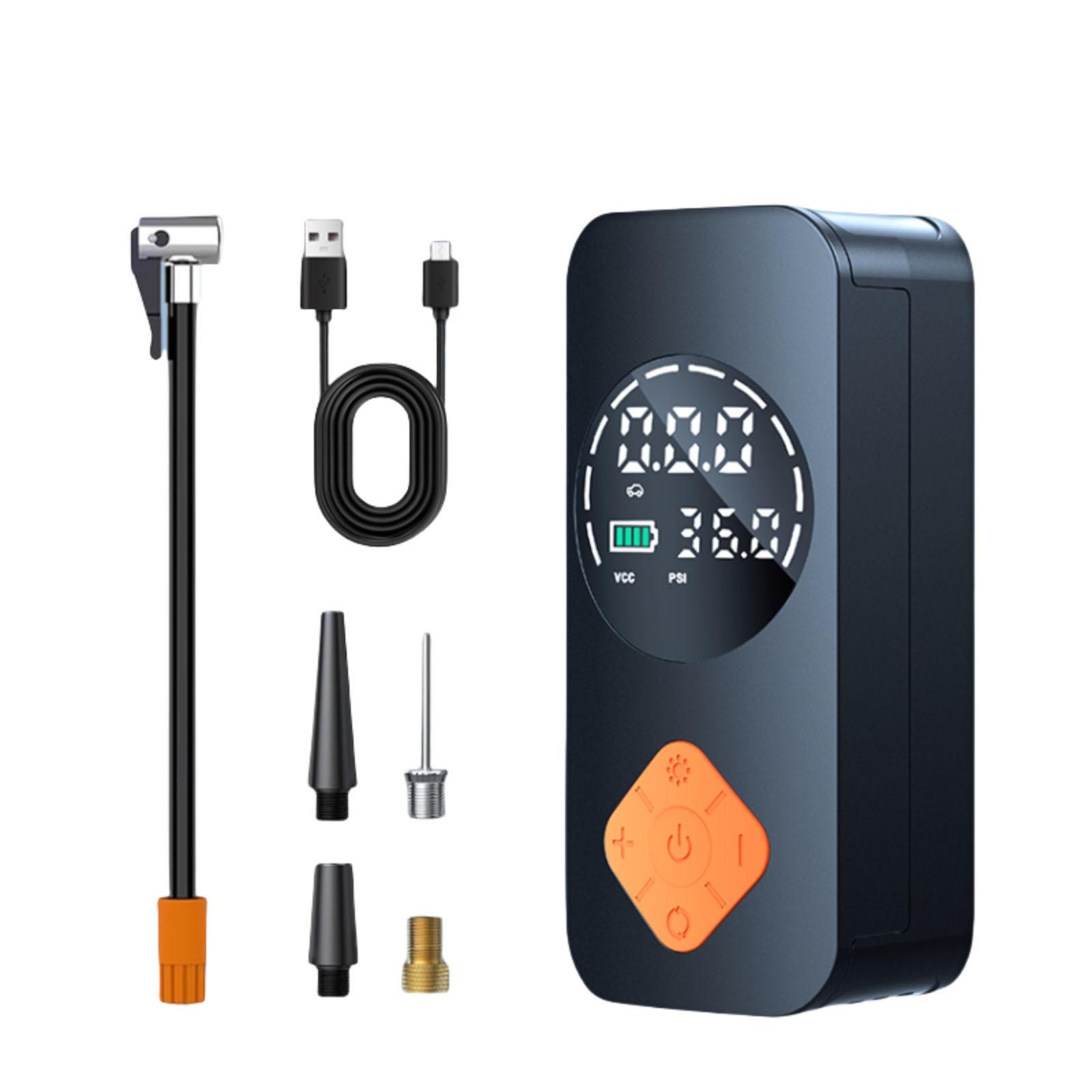 

Портативный компрессор для накачивания шин, беспроводной велосипед с цифровым дисплеем значений, автомобильные шины 150 фунтов на квадратный дюйм со светодиодными фонарями для автомобилей, мотоциклов One Size