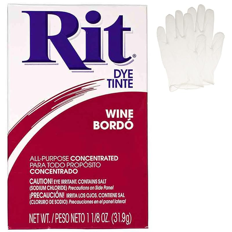 

Multi-purpose concentrated lit dye powder for clothing, decorations and crafts single pack with plastic gloves – wine