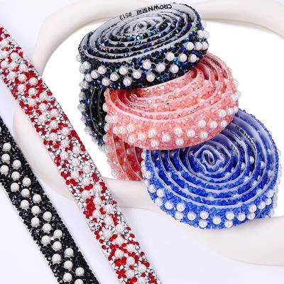 DIY Self Adhesive Rhinestone Chain Diamond Strips Dress Skirt Clothing Accessories