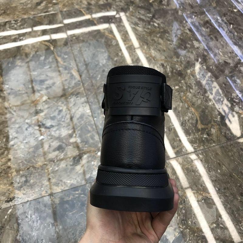 Men's Pure Leather Martin High Top Boots with Side Zipper, Soft Sole, Fur-Lined, Plus Velvet Warm Snow Boots.