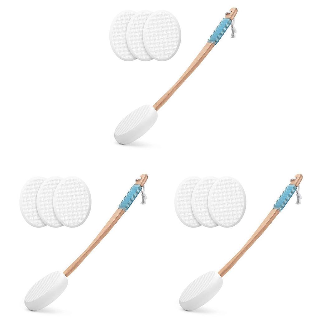 3X Lotion Applicator for Back, Feet, 4 Replaceable Pads, 1 Long Handle, Back Lotion Applicator for Seniors, Women