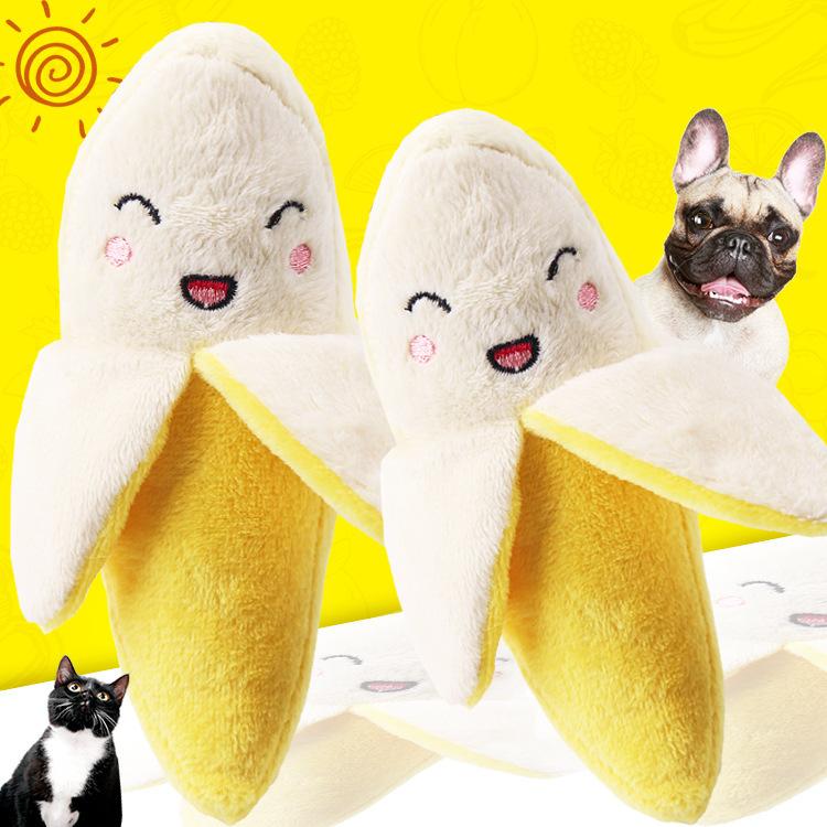 Yellow Fruit Banana Dog Toy Plush Sound BB Device Pet Dog Cat Toy Cat Supplies Price Banana plush toy