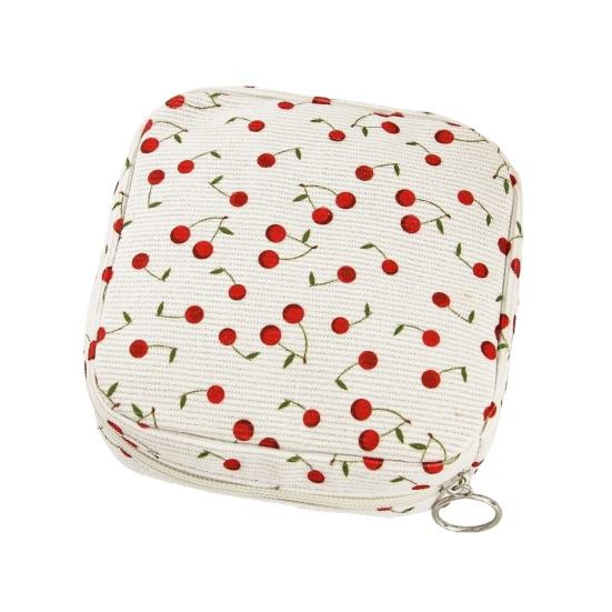 Makeup Pouch for Women Small Zipper Cosmetic Bag with Cherry Print Aesthetic