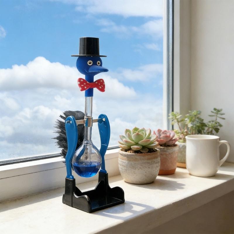 Ornement d'oiseau à mouvement perpétuel, canard en verre liquide permanent sans arrêt, jouet pour décoration de bureau à domicile