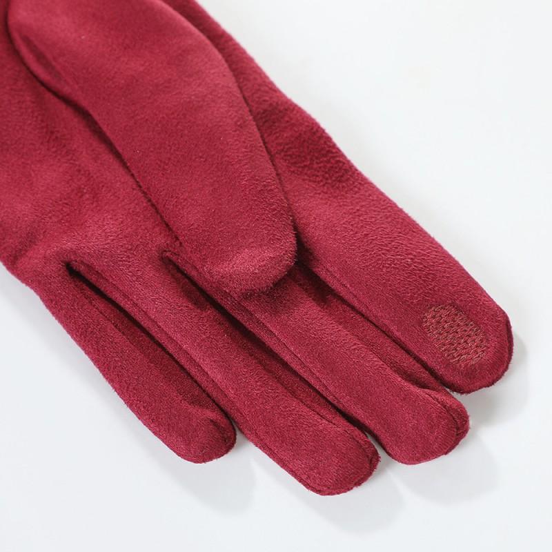 Womens Thick Winter Warm Fleece-Lined Suede Gloves Touchscreen Compatible Windproof Anti-Slip Outdoor Riding