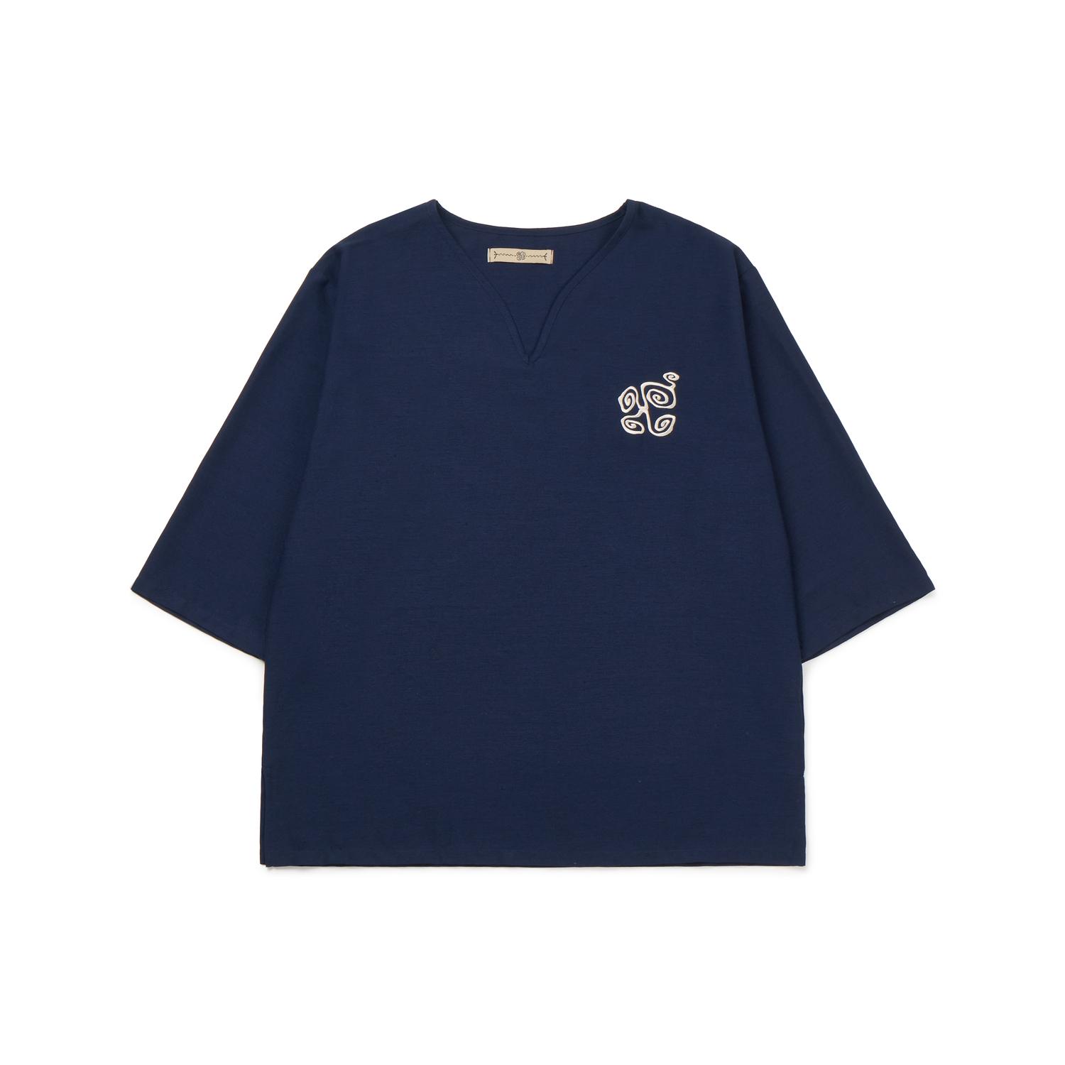 Bupotox Spiral V-Neck Shirt Navy Navy/Free