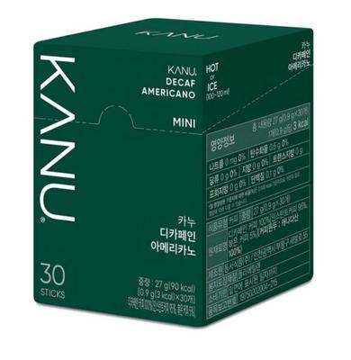 Kanu Mini Decaf Korean Americano Coffee – 30 Sticks | Caffeine-Free Instant Coffee | From Maxim Korea