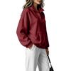 Women's Color Stand Collar Button Up Sweatshirt Fashion Casual Long Sleeve Top