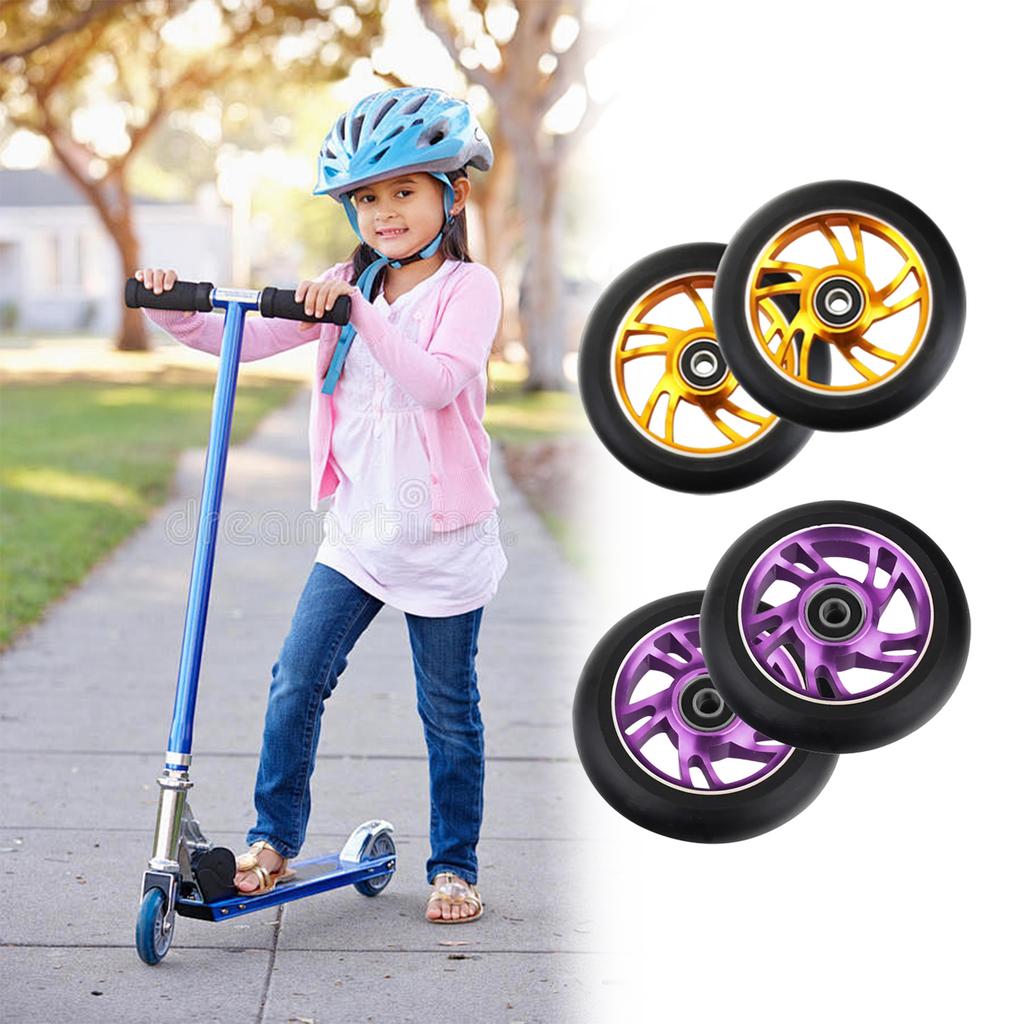 Antilock Bearing Technology PU Tires Aluminum Alloy Rims Smooth Glides Heavy Duties 10cm Skateboard Wheel Scooter Wheel