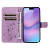 For iPhone 17 PU Leather Cases Flower Pattern Wallet Stand Phone Cover with Strap -  Light Purple