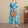 New Spring Oversize Long Sleeve Maxi Dress  Plus Size Women Loose Basic Vintage Floral