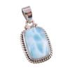 Natural Republic Larimar Gemstone Handmade 925 Solid Silver Pendant 1.50" o6h15