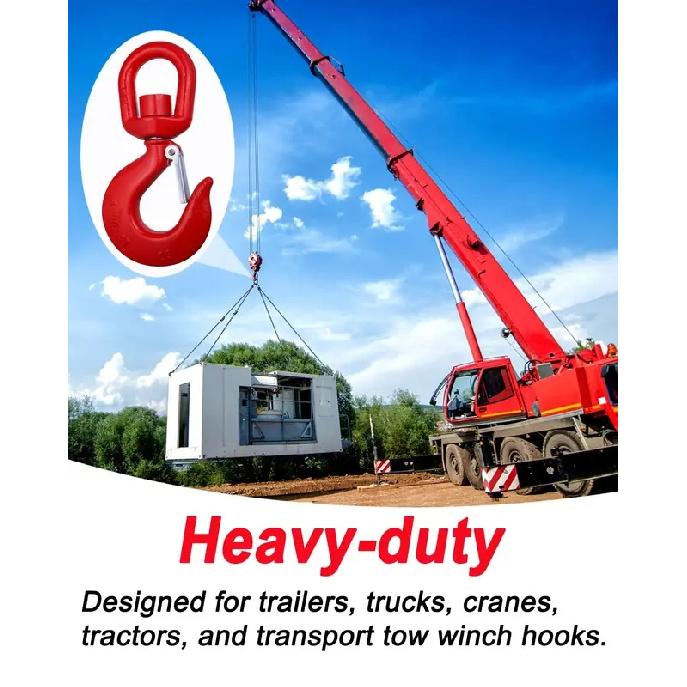 5T Swivel Lifting Hook 1T 2T 3T Heavy Duty Round Rotating Hook with Safety Latch for Lifting Chains Port Transportation