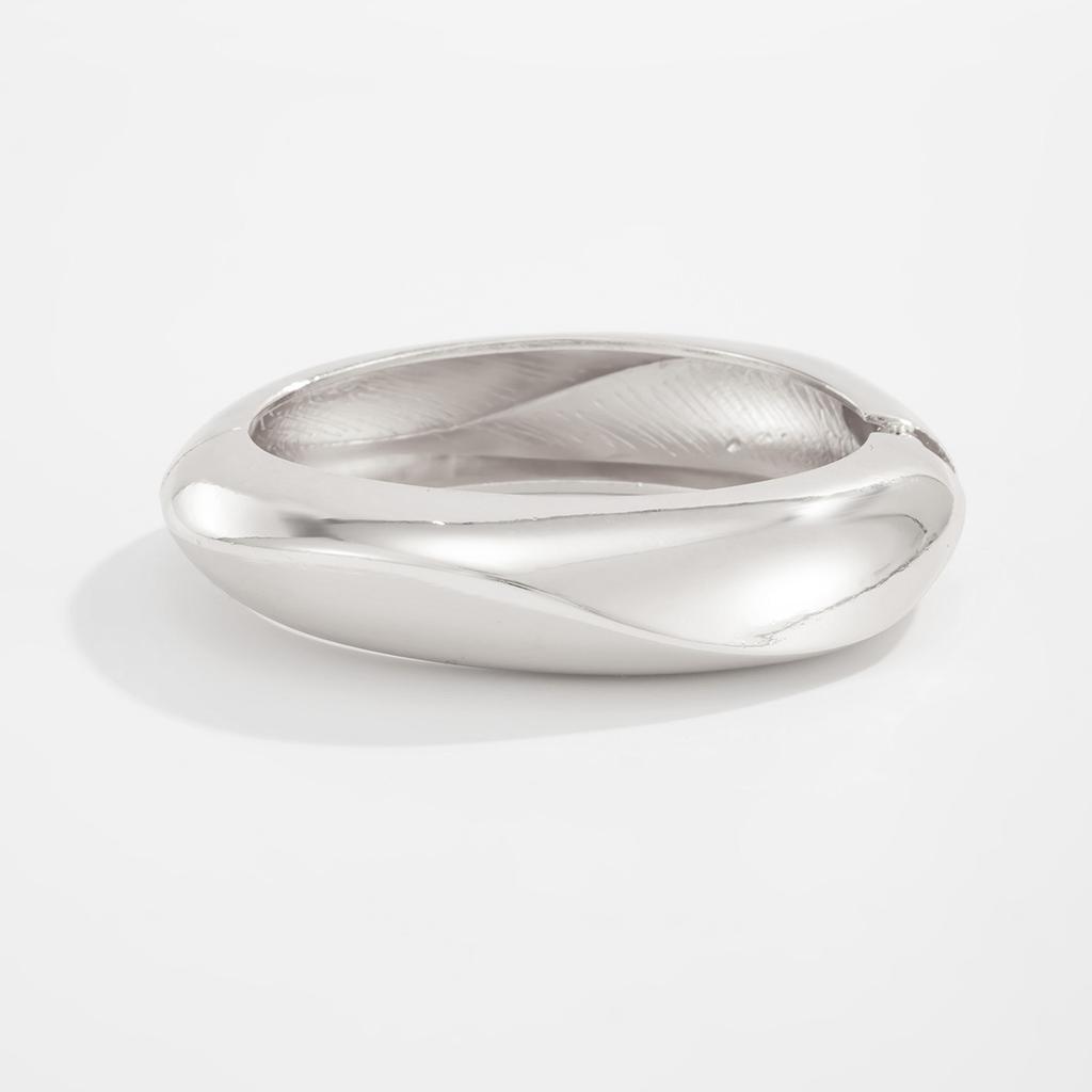 Bracciale Semplice a Forma di Goccia d'Acqua in Metallo Liscio, Bracciale Fashion Irregolare a Molla Aperta