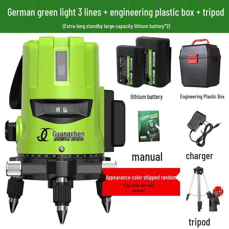 High Precision Auto-Leveling Laser Level - Green/Blue Light with 2, 3, or 5 Lines for Outdoor Use