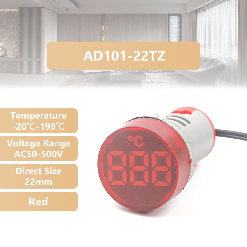 1PCS 22MM Mini Round LED Thermometer AC 50-500V -20-199 Digital Temperature Meter Indicator,For Sensor Gauge Weather Station