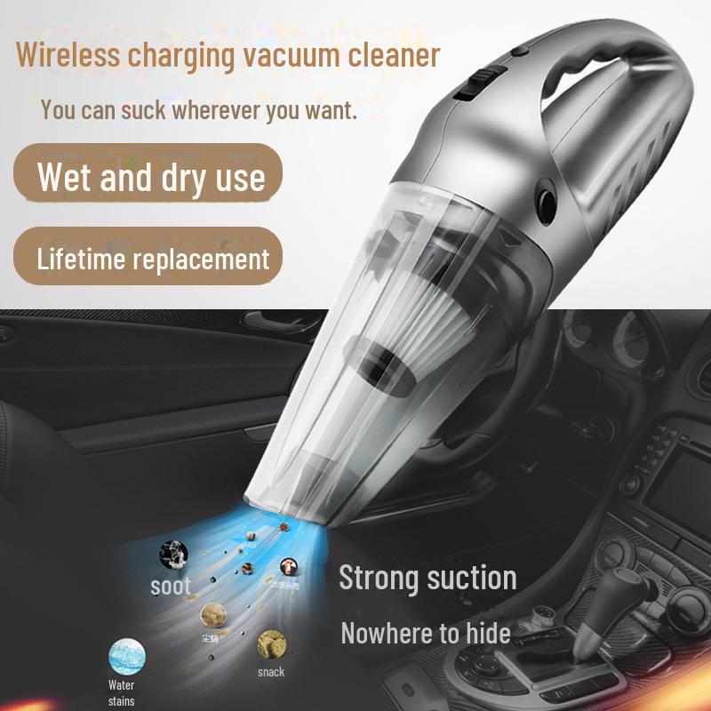 Handheld Car Vacuum Cleaner with High Power and Wireless Charging for Household and Car Use