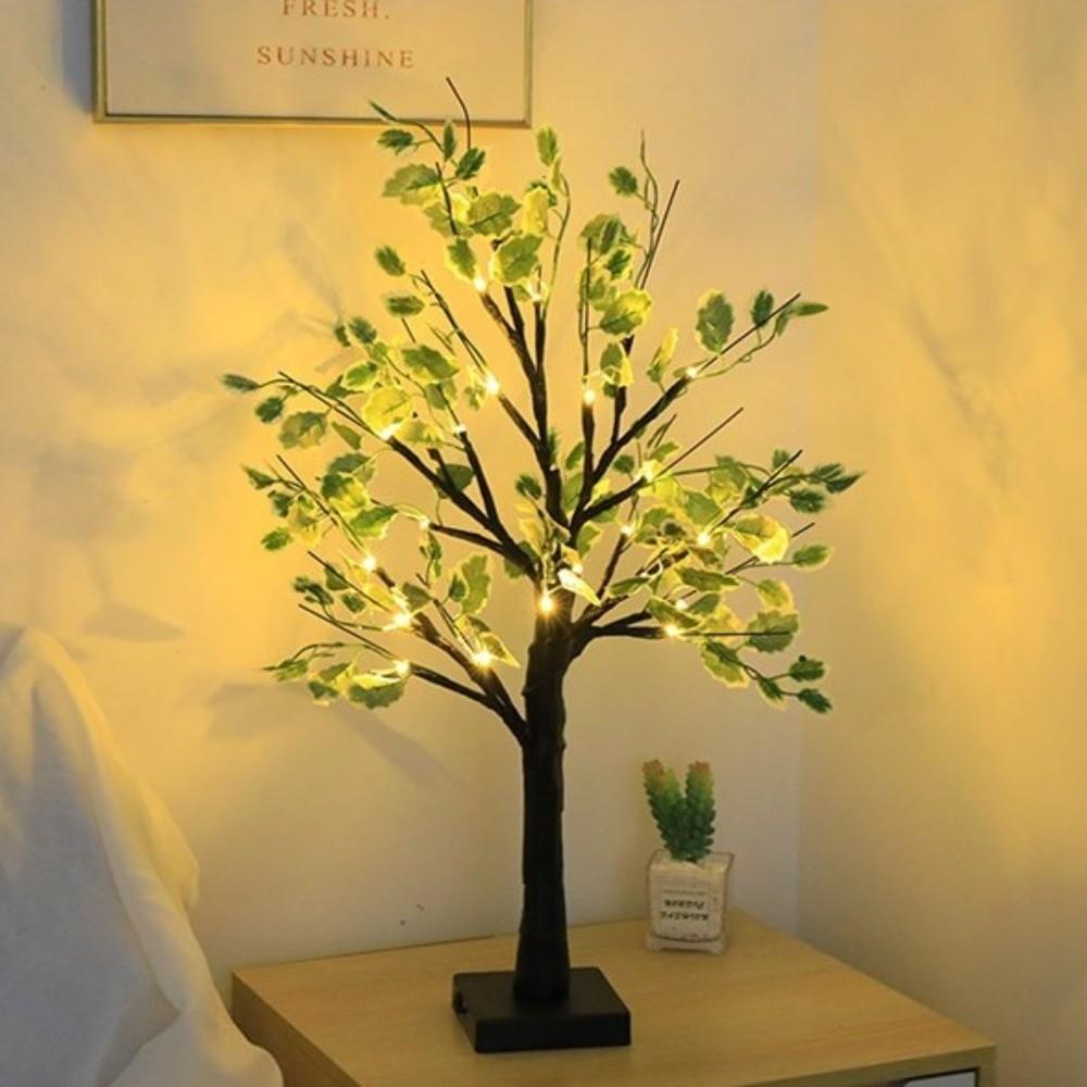 Simulation Green Leaves LED Tree Light Warm White Luminous Decoration Tree Festival Lighting