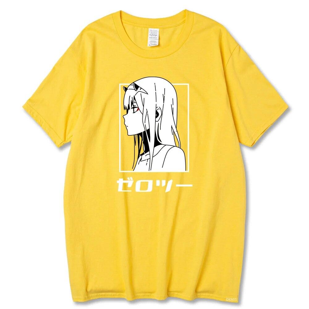 Tricou cu anime japonez Darling In The Franxx unisex Kawaii Cartoon Zero Two Tricou Harajuku Unisex Topuri Unisexga Tricou grafic Bărbați Unisex