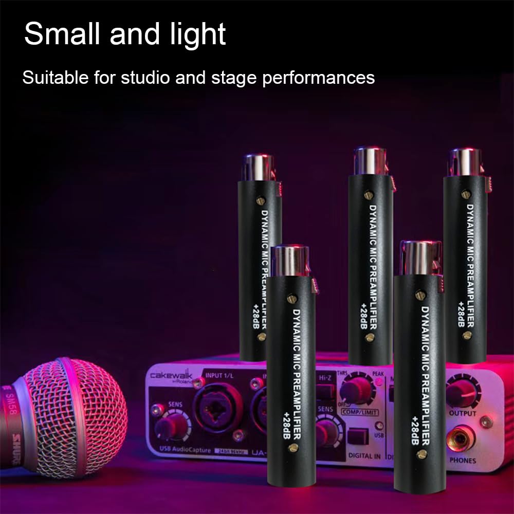 Karlak Mikrofon Mikrofon Geringes Rauschen Verstärkung XLR-Anschluss für Dynamische für Bühne Karaoke Live Plug and Play Mikrofon Vorverstärker Vorverstärker, In-line