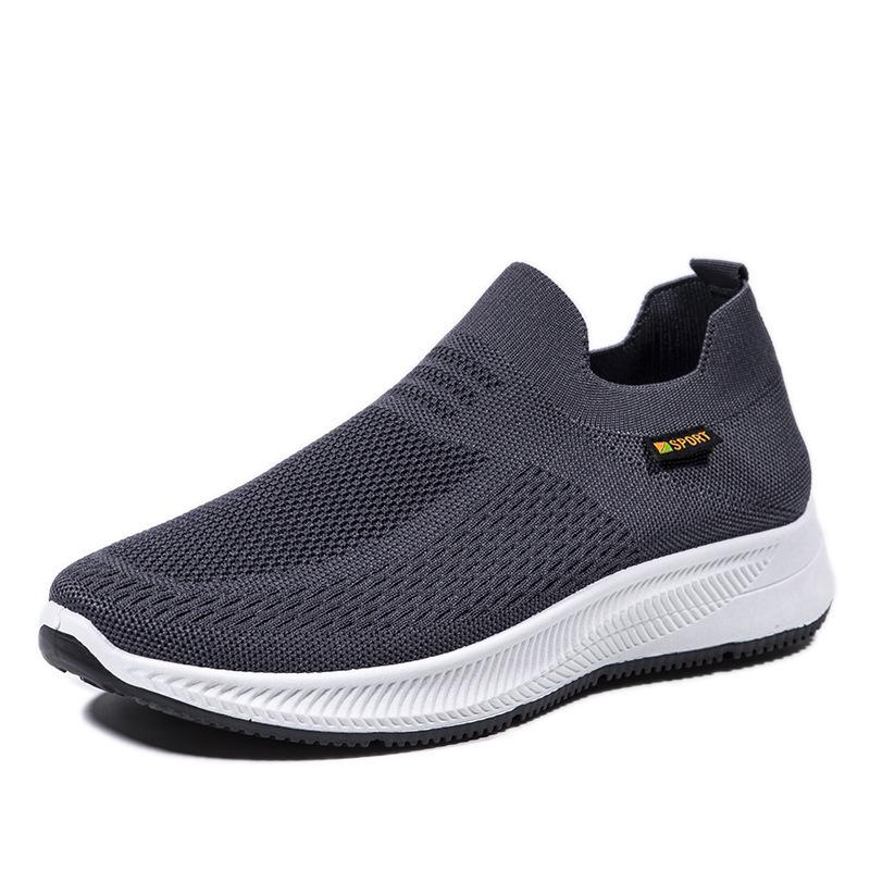 Men's shoes one-pedal lazy flying woven shoes foreign trade mesh sports shoes breathable and lightweight running shoes soft-soled casual men's shoes