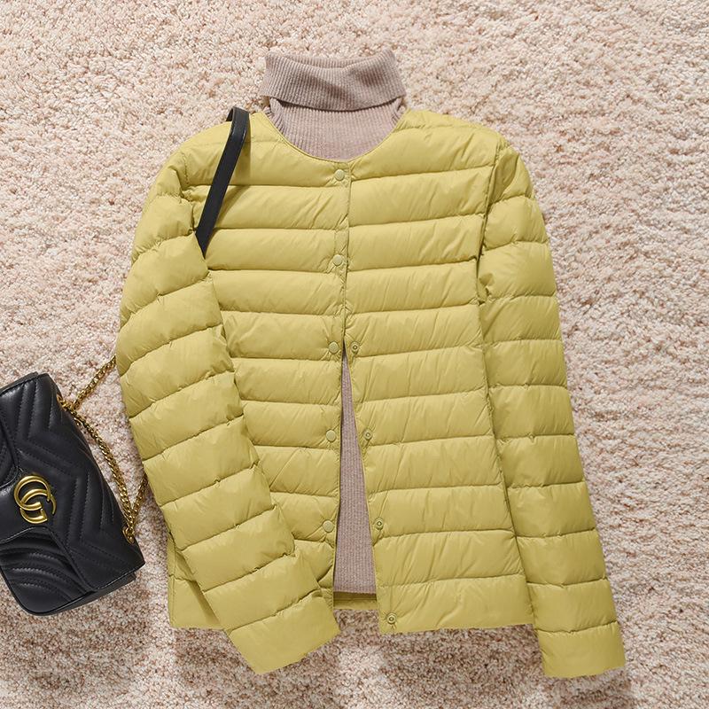 2024 Women's Lightweight Collarless Down Jacket, Short Round Neck, Thin Outerwear