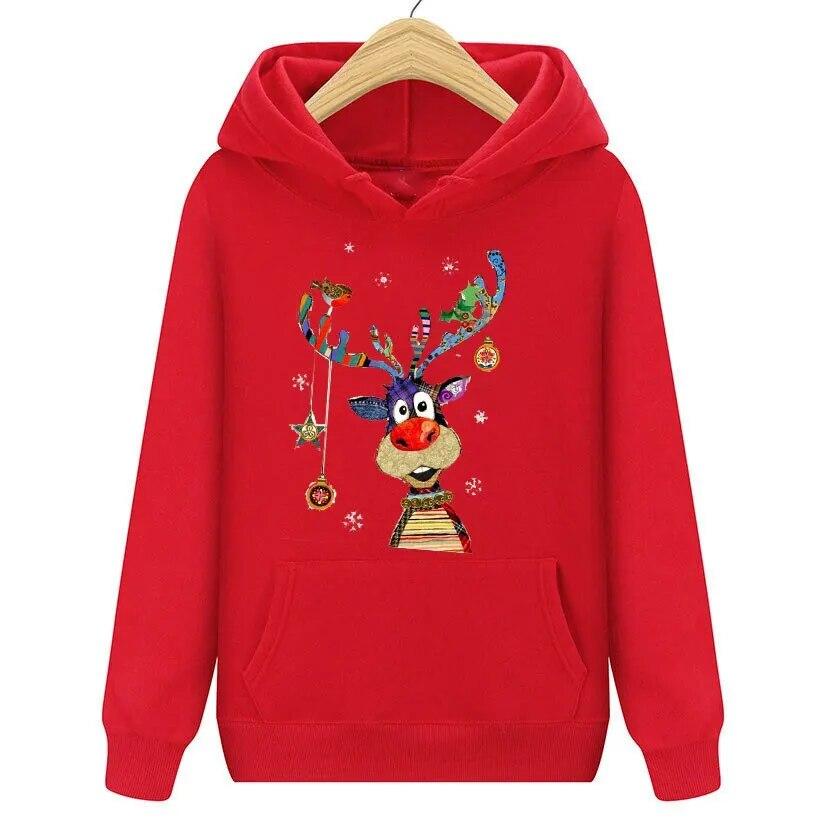 Kawaii Weihnachts Hirsch Kitz Print Hoodies Unisex Mode Marke Trainingsanzug Anime Damen Sweatshirt Hoodie Kinder Hip Hop Kleidung Sudadera Unisex