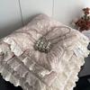 Lace Pure Cotton Quilt 200x230cm Comforter Thin Summer Floral Printed Double Layer Gauze Quilted Blanket Queen Size Bedding