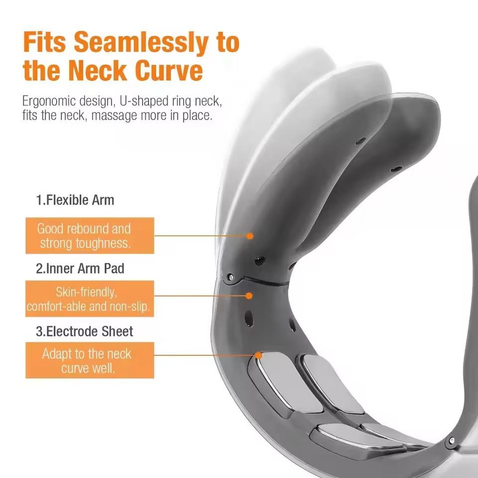 HOMZY EMS Electric Neck Massager 6 Modes 9 Gears Neck Shoulder Massage Wireless Cervical Spine Massager Heating Physiotherapy Pain Relief