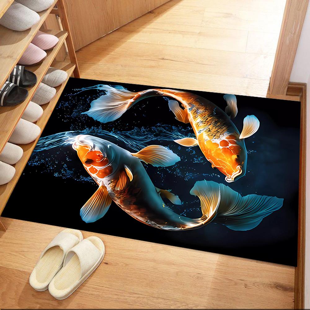 Koi Fish Swimming In Water Floor Mats for Living Room, Bedroom and Room Decoration Are Suitable for Gifts.