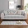 Striped Cotton and Linen Sofa Cushion for All Seasons, Non-slip Thickened Linen, Simple Modern Solid Wood Fabric Sofa Towel Cover