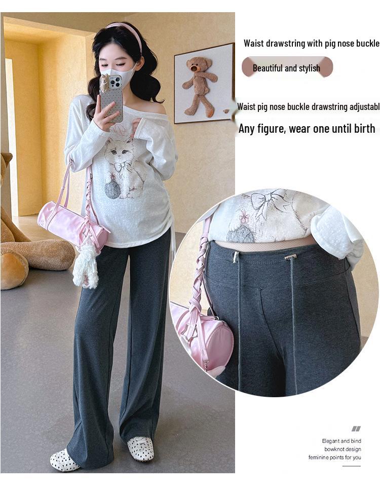 Spring 2026 Korean-Style Printed Maternity Tie-Up Two-Piece Set
