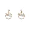 Crystal Shell Flower Imitation Pearl Drop Earrings for Women Geometric Round Personality Jewelry Christmas Girl Friend Gift