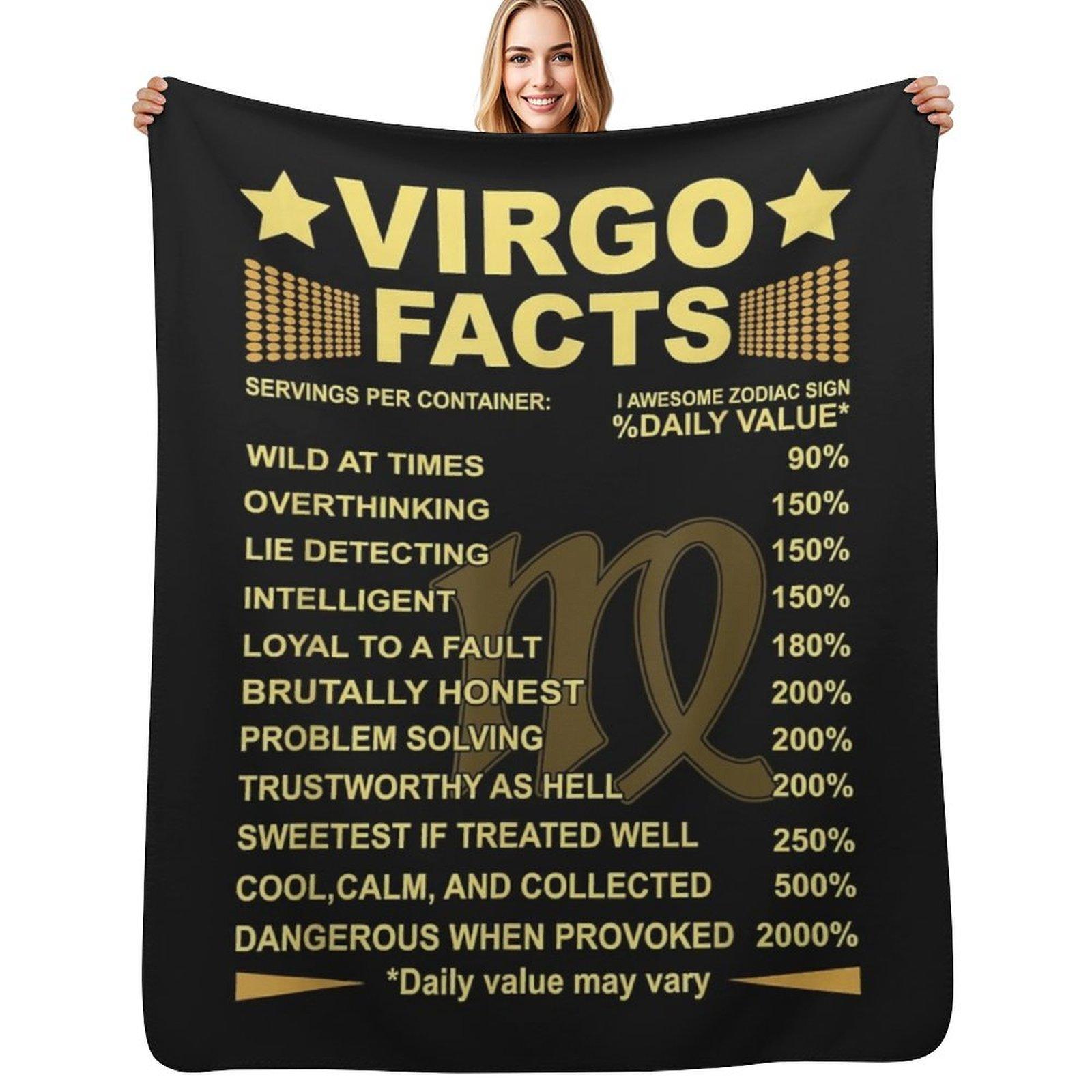 Virgo Facts Zodiac Funny Virgo Birthday Gift Tee Throw Blanket Cozy Throw Blanket for Bed Sofa Chair Size: 75*100cm, Weight: 230 GSM