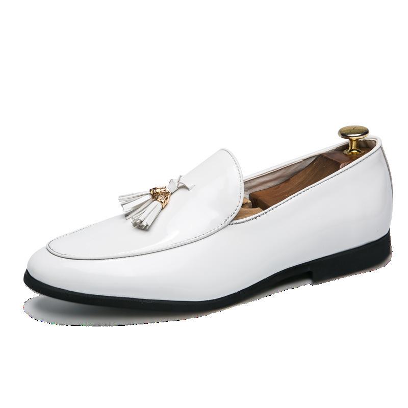 

2025 new foreign trade Korean version British hairstylist leather shoes inner height increase night Doudou shoes leather shoes 38 белый