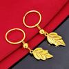 Vietnamese Gold Leaf Vintage Tassel Frosted Maple Leaf Dangle Earrings for Women